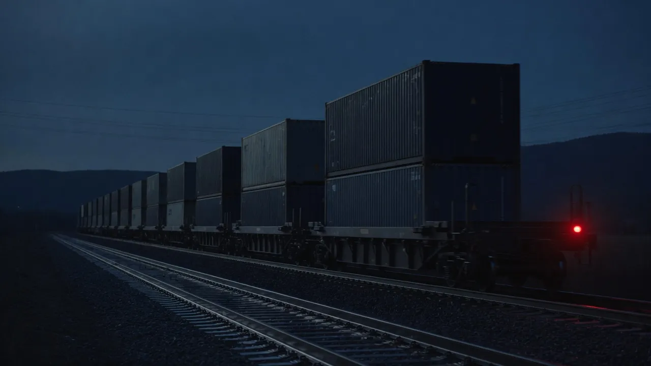 Containerzug für Bahnfracht zwischen Europa und Asien