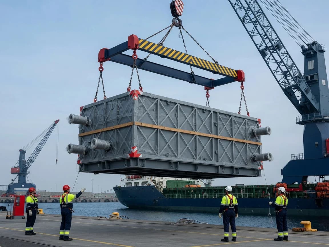 Breakbulk-Seefracht - Kranhub einer verpackten Industrieanlage