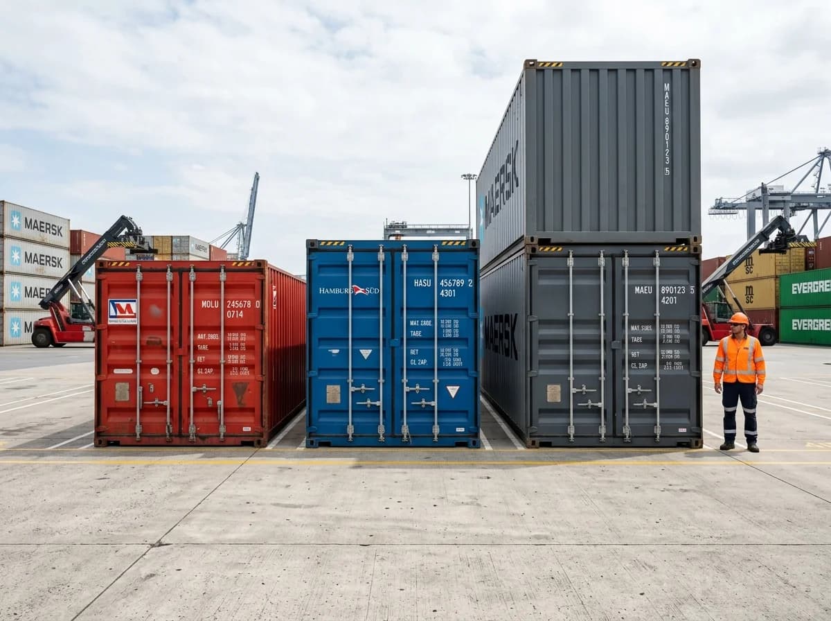 Container Maße - Verschiedene Containertypen im Größenvergleich (20ft, 40ft, High Cube)