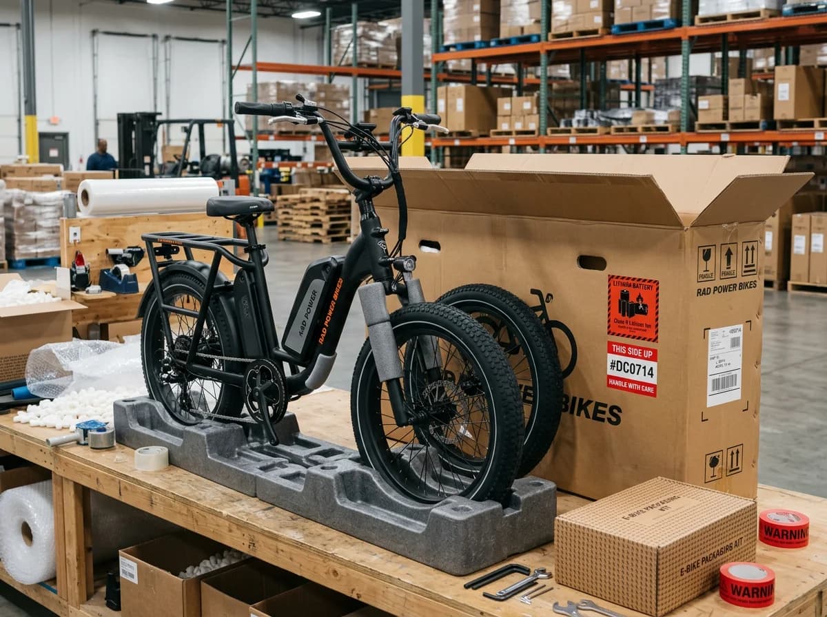 Verpacktes E-Bike für den gewerblichen Speditionsversand