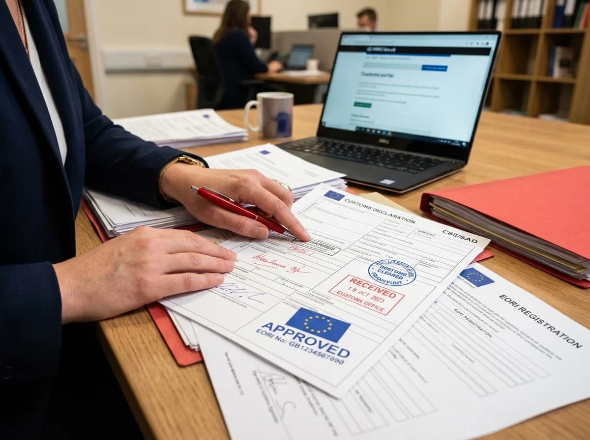 EORI-Nummer - Zolldokumente mit EU-Stempeln und Customs Portal