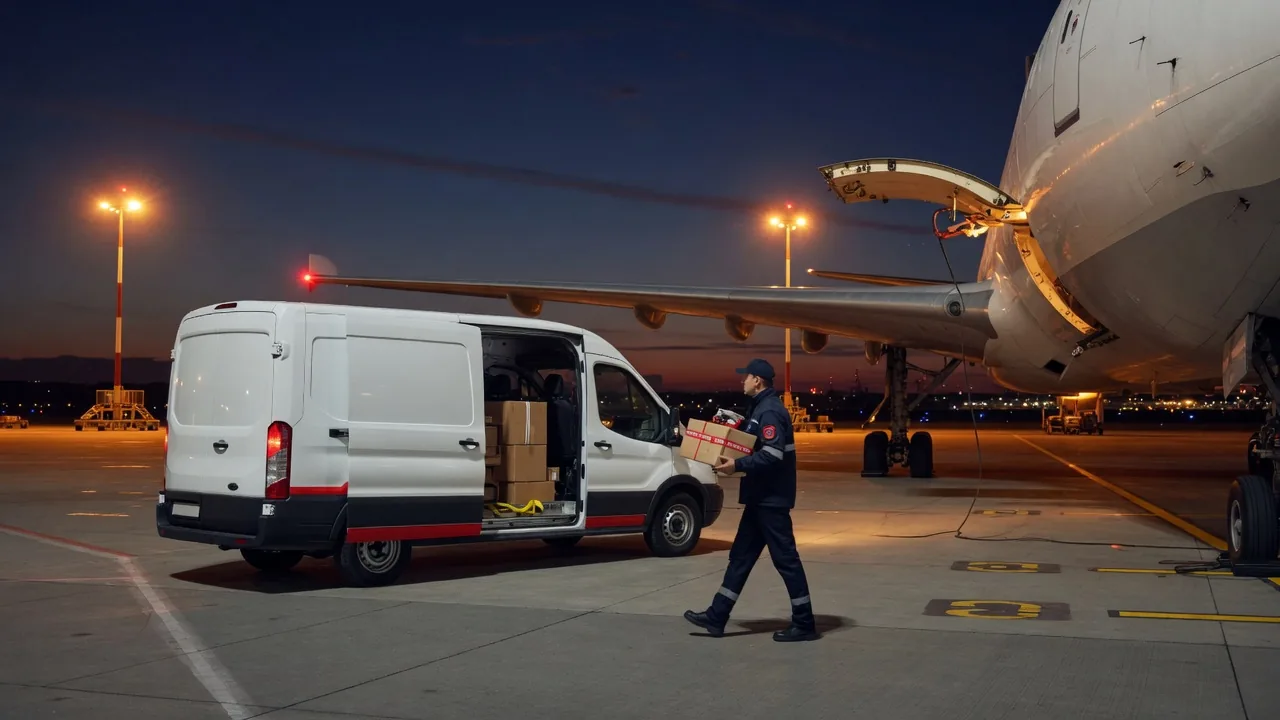 Eiltransport - Kombination aus Kurier und Luftfracht am Flughafen für schnelle Expresslogistik in Europa