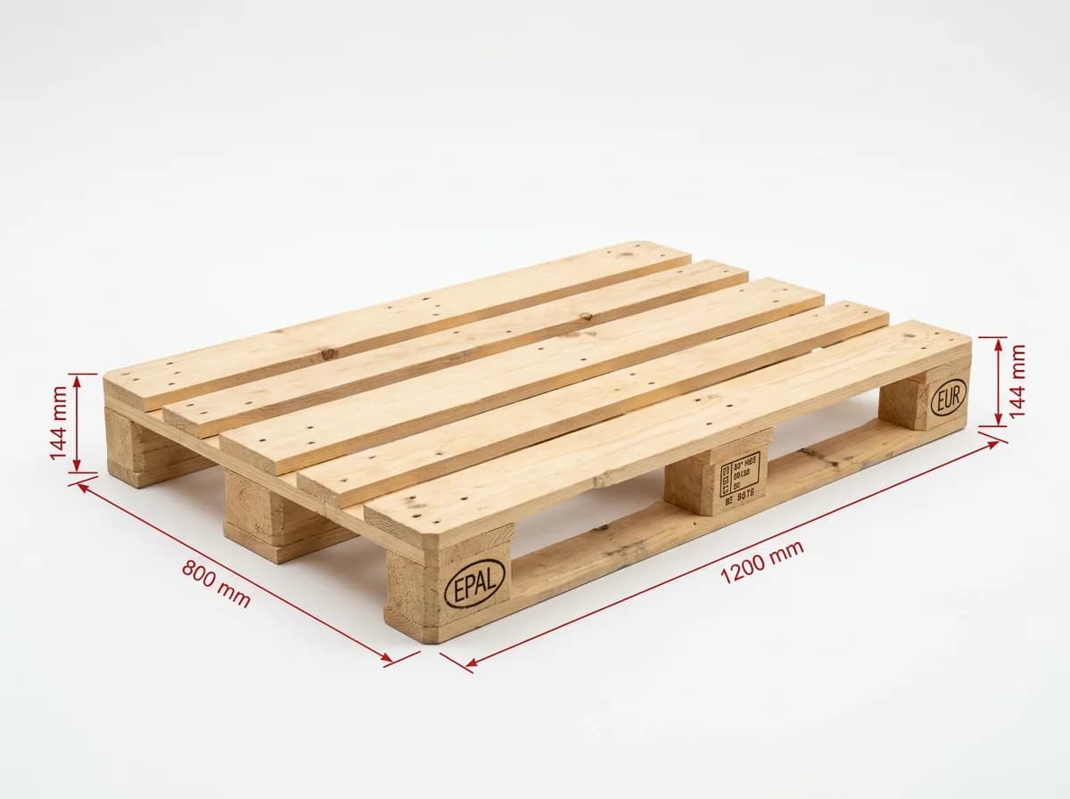 Europalette Masse - Technische Abmessungen 120 x 80 x 14,4 cm