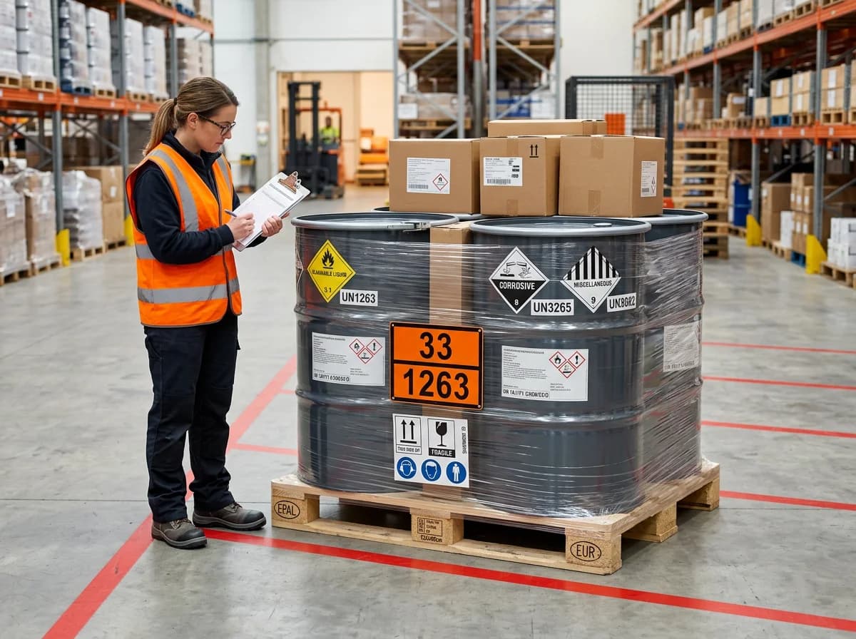 gefahrgut transport - ADR-LKW mit oranger Warntafel und Gefahrzettel