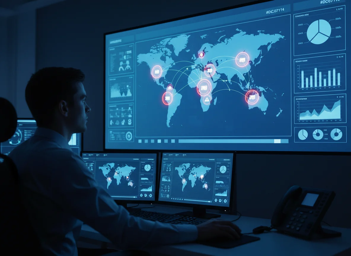 Avisierung - Logistik-Operator überwacht Sendungsverfolgung am Dashboard