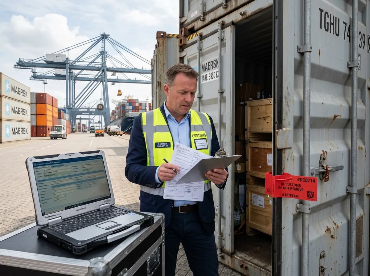 Zollabfertigung - Dokumentenprüfung am Containerhafen