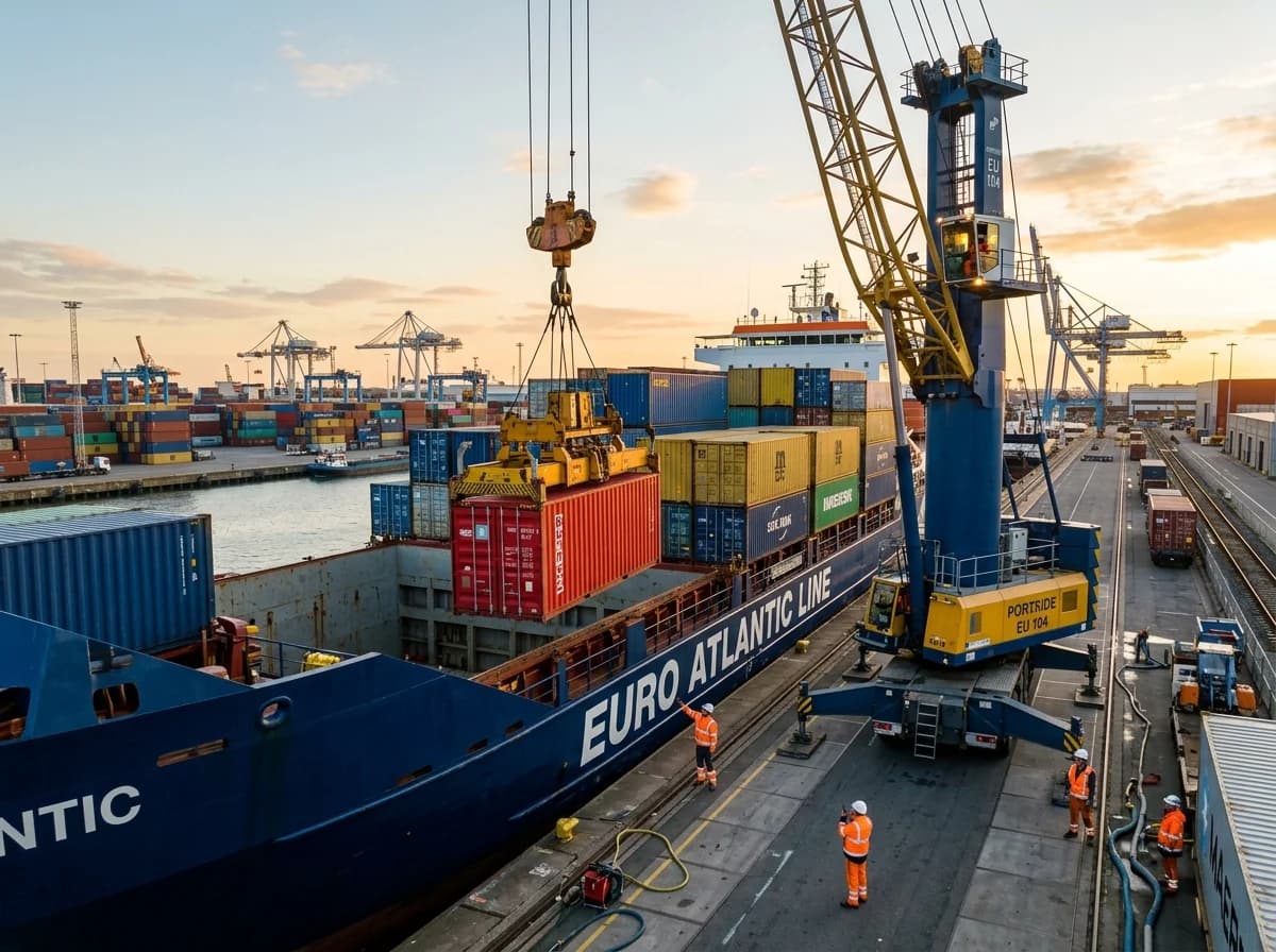 Import Export USA Deutschland - Containerverladung im Seehafen