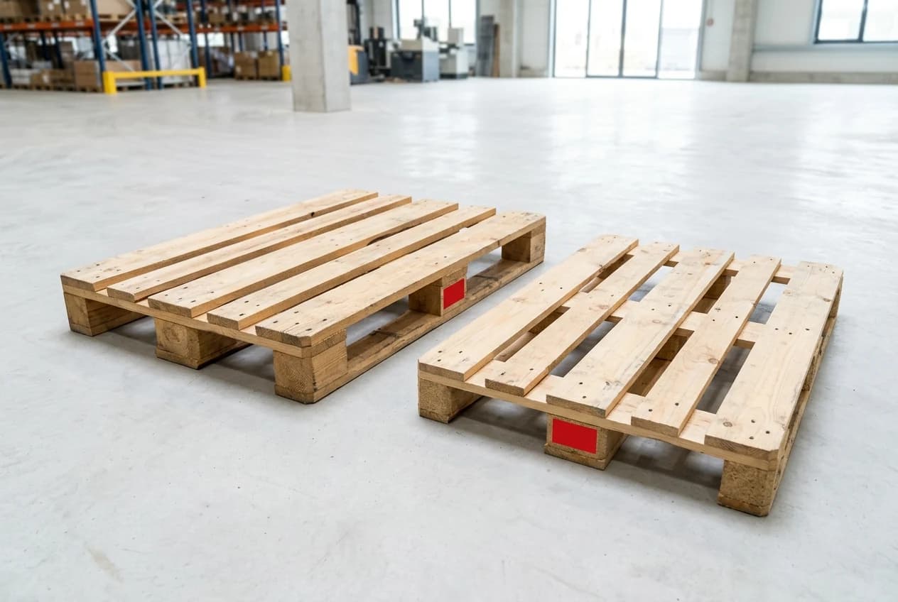 Industriepalette Maße - EUR 2 1.200 x 1.000 mm im Vergleich zur Europalette EUR 1