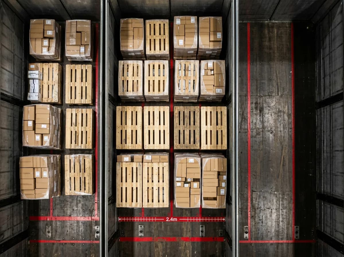 Lademeter berechnen – Europaletten auf LKW-Ladefläche von oben