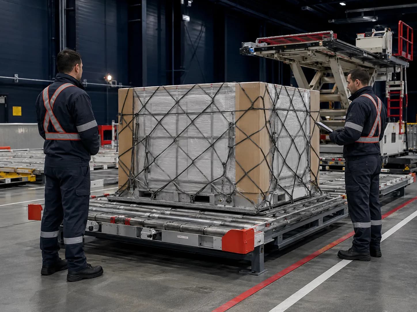 Luftfracht Gefahrgut - gesicherte Air-Cargo-Einheit bei der Handlingprüfung