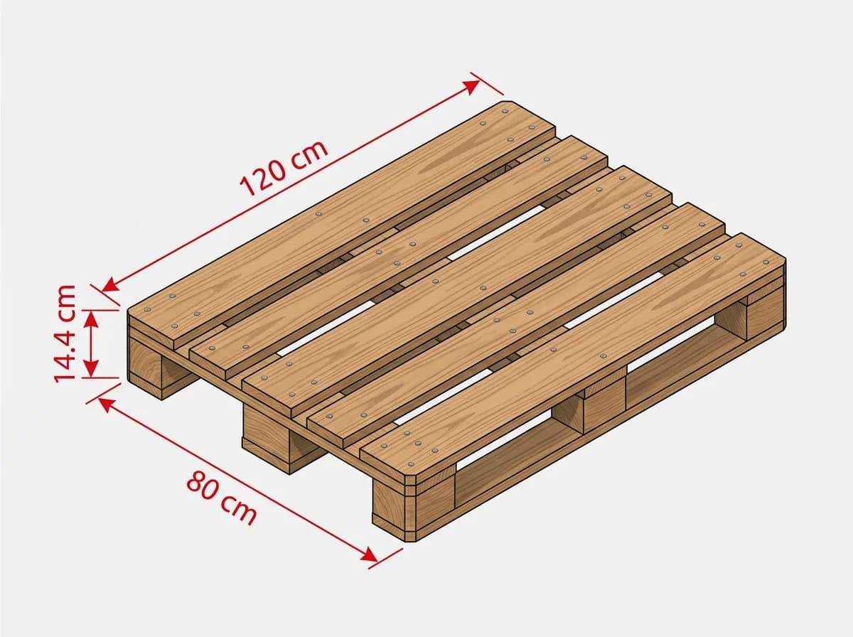 Palettenrechner - Europalette EUR 1 mit Maßen 120 x 80 x 14,4 cm