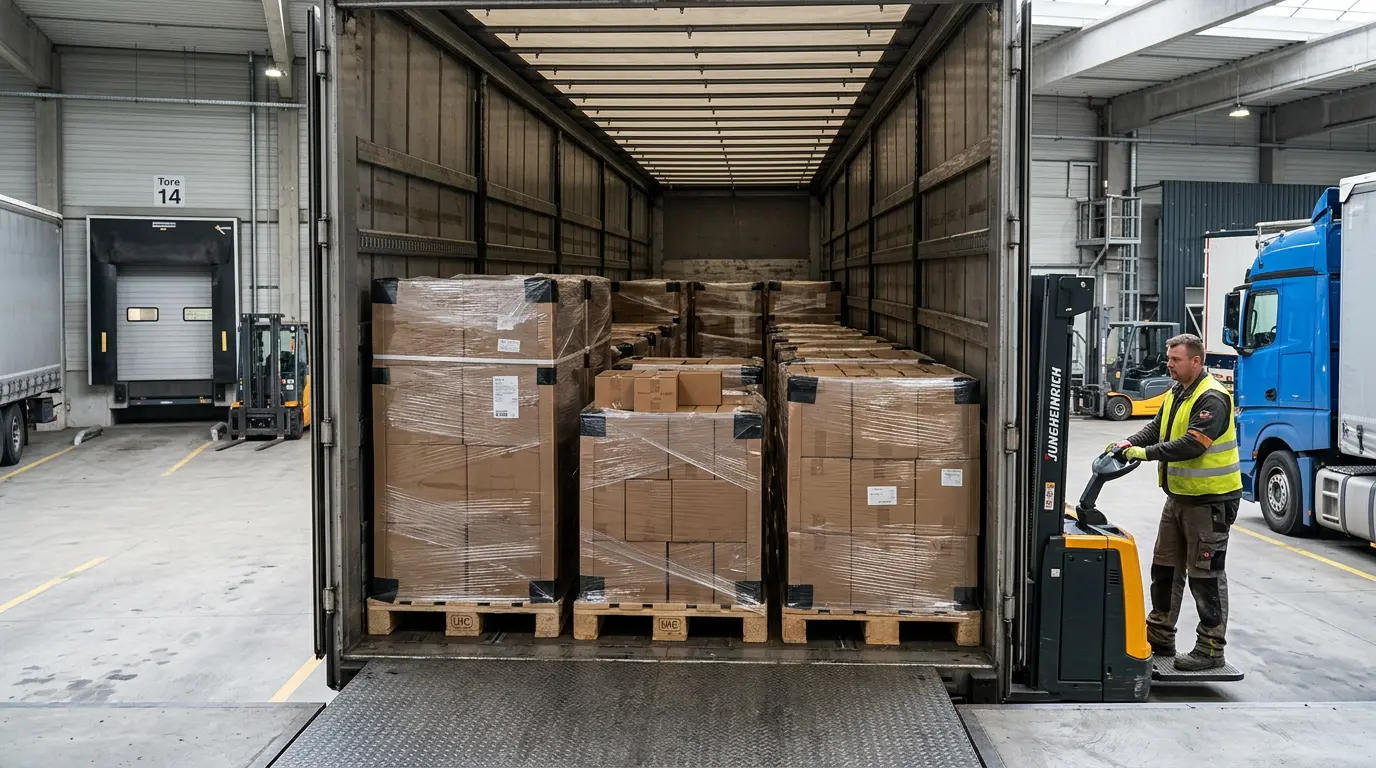 Palettenrechner - LKW-Laderaum mit Europaletten Seitenansicht