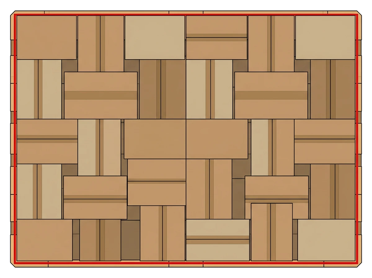 Palettenrechner - Palettenschema mit Kartons in Draufsicht
