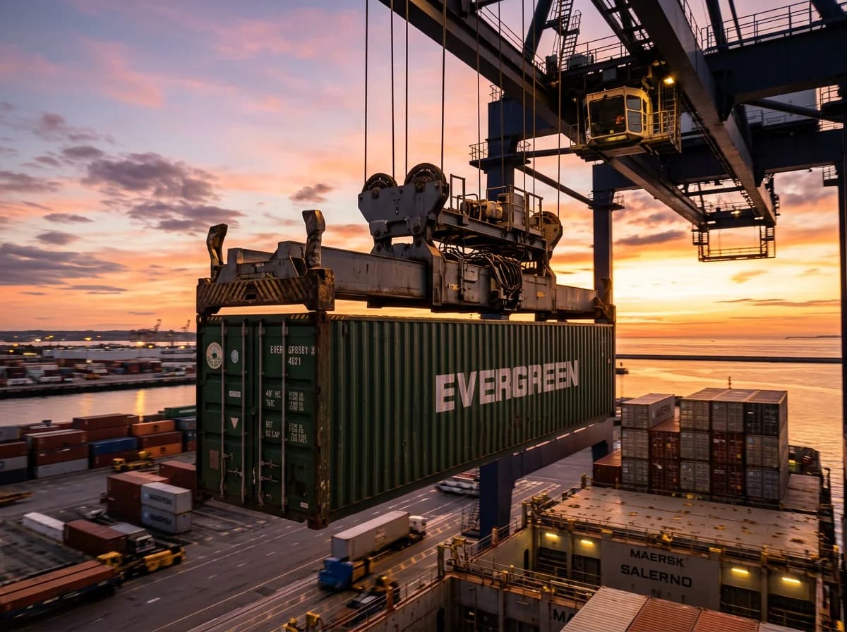 Seefracht - Container wird auf Containerschiff verladen