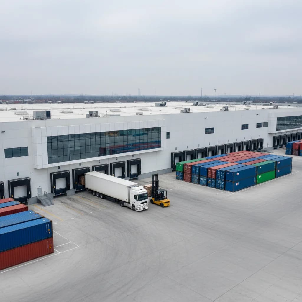Logistik Dienstleistungen - Moderne Logistikanlage mit LKW-Verladung
