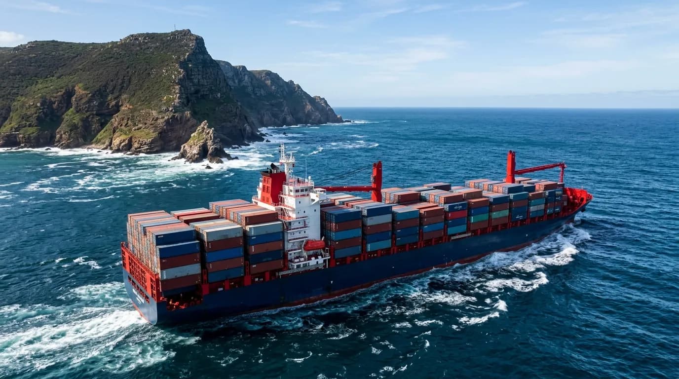 Suezkanal - Containerschiff auf der Umfahrung über das Kap der Guten Hoffnung statt durch den Kanal