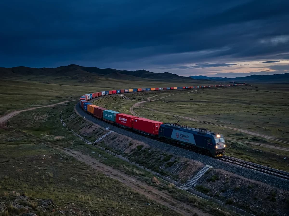 Versand China Deutschland - Gueterzug auf der Neuen Seidenstrasse zwischen China und Europa