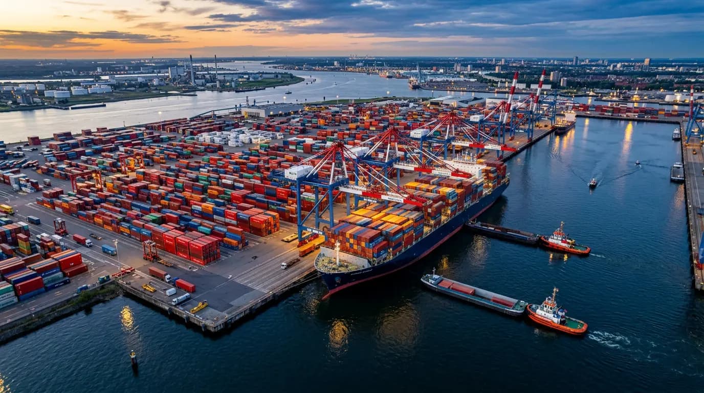 Versand China Deutschland - Containerhafen mit internationaler Frachtlogistik